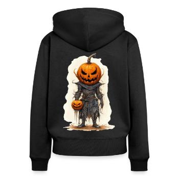 Halloween Jack O Lantern Skull Pumpkin - Women's Premium Organic Zip Hoodie - black - Back - Julia (174cm)