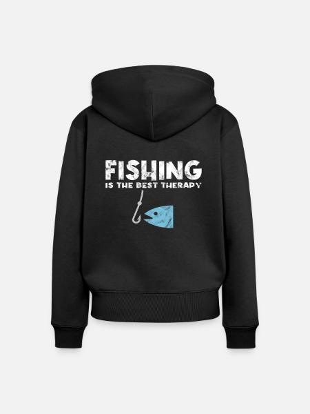 Angeln Spruch - Frauen Premium Bio Zip Hoodie - Schwarz