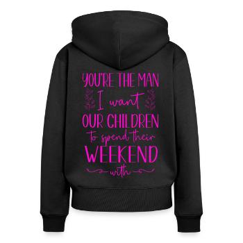 Happy Divorce Party You’re The Man - Sweat à capuche zippé Premium bio Femme - noir - Dos - Julia (174cm)