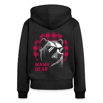 Mama Bear - Frauen Premium Bio Zip Hoodie - Schwarz - Hinten - Julia (174cm)