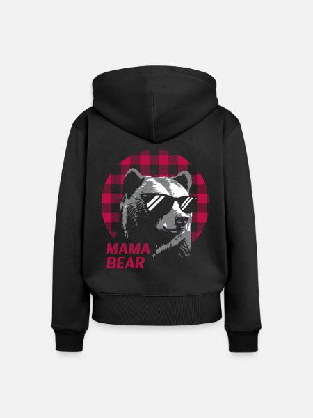 Mama Bear - Frauen Premium Bio Zip Hoodie - Schwarz