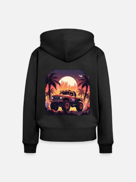 Monstertruck - Frauen Premium Bio Zip Hoodie - Schwarz