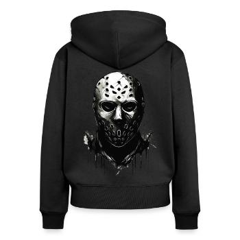 Gruselige Halloween Eishockey Torwart Maske - Frauen Premium Bio Zip Hoodie - Schwarz - Hinten - Julia (174cm)