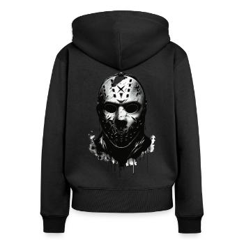 Masque effrayant de gardien de but de hockey sur glace d’Halloween - Sweat à capuche zippé Premium bio Femme - noir - Dos - Julia (174cm)