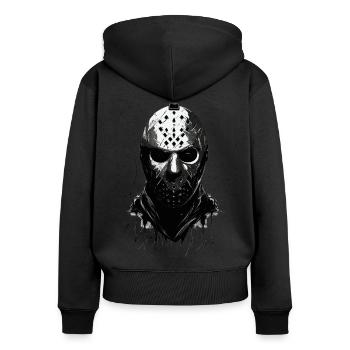 Masque effrayant de gardien de but de hockey sur glace d’Halloween - Sweat à capuche zippé Premium bio Femme - noir - Dos - Julia (174cm)