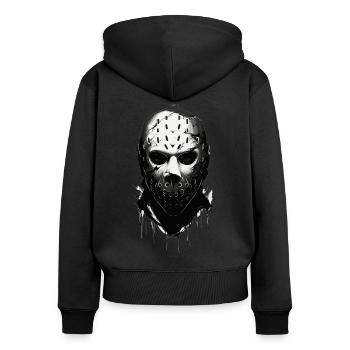 Gruselige Halloween Eishockey Torwart Maske - Frauen Premium Bio Zip Hoodie - Schwarz - Hinten - Julia (174cm)