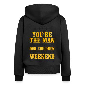 Happy Divorce Party You’re The Man - Sweat à capuche zippé Premium bio Femme - noir - Dos - Julia (174cm)