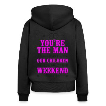 Happy Divorce Party You’re The Man - Sweat à capuche zippé Premium bio Femme - noir - Dos - Julia (174cm)