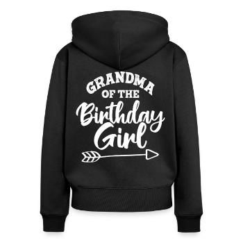 Grand-mère de la fille d’anniversaire - Sweat à capuche zippé Premium bio Femme - noir - Dos - Julia (174cm)