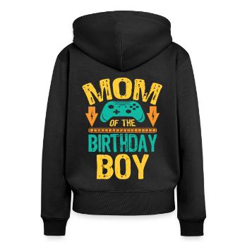 Mom Of the Birthday Boy Gaming Family - Frauen Premium Bio Zip Hoodie - Schwarz - Hinten - Julia (174cm)