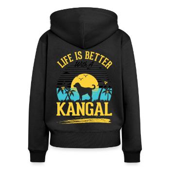 La vie est meilleure avec un Kangal - Sweat à capuche zippé Premium bio Femme - noir - Dos - Julia (174cm)
