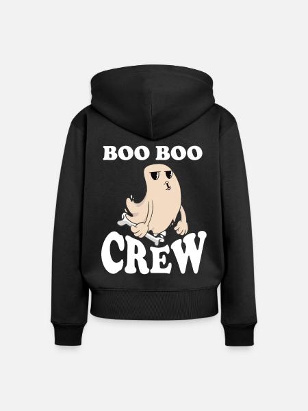 Ghost Boo Boo Crew - Frauen Premium Bio Zip Hoodie - Schwarz