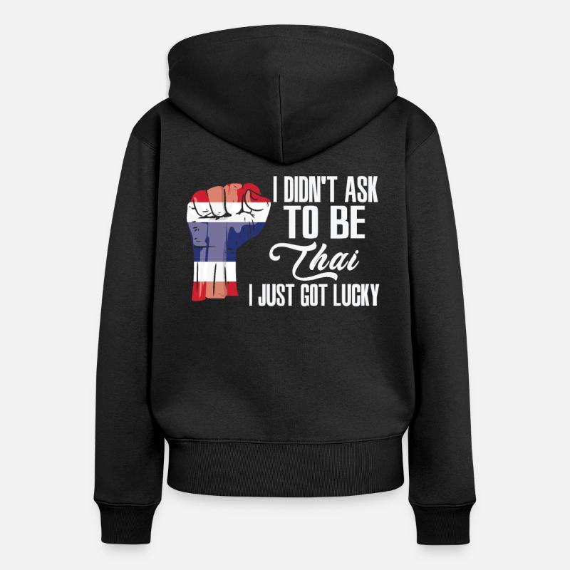 Fierté thaïlandaise Drapeau thaïlandais - Sweat à capuche zippé Premium bio Femme - noir