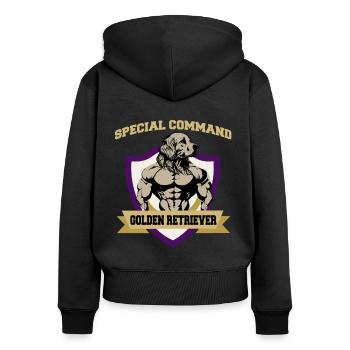 Commande spéciale Golden Retriever - Sweat à capuche zippé Premium bio Femme - noir - Dos - Julia (174cm)
