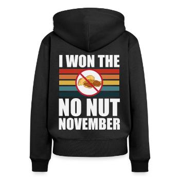 No Nut November gewonnen - Frauen Premium Bio Zip Hoodie - Schwarz - Hinten - Julia (174cm)