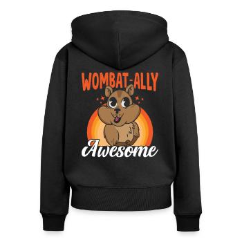 Wombat-verbündeter Awesome Wombat Australian - Frauen Premium Bio Zip Hoodie - Schwarz - Hinten - Julia (174cm)