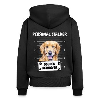 Golden Retriever - Frauen Premium Bio Zip Hoodie - Schwarz - Hinten - Julia (174cm)