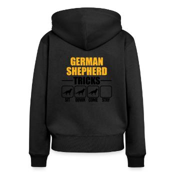 German Shepherd Tricks - Women's Premium Organic Zip Hoodie - black - Back - Julia (174cm)