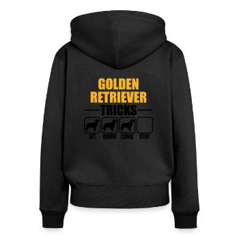 Golden Retriever Tricks - Women's Premium Organic Zip Hoodie - black - Back - Julia (174cm)