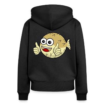Poisson-globe - Sweat à capuche zippé Premium bio Femme - noir - Dos - Julia (174cm)