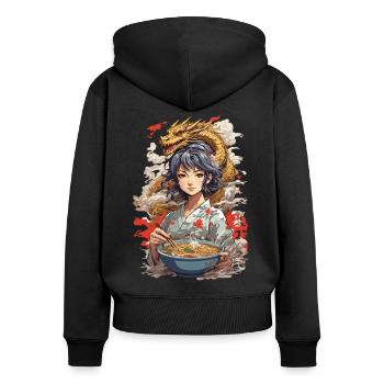 Ramen Suppen Drachen Ästhetik & Anime Otaku Kunst - Frauen Premium Bio Zip Hoodie - Schwarz - Hinten - Julia (174cm)
