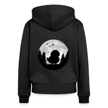 Kakapo Mond Nachtpapagei - Frauen Premium Bio Zip Hoodie - Schwarz - Hinten - Julia (174cm)