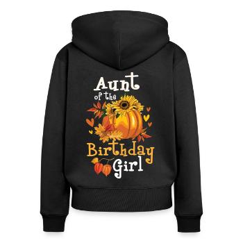 Tante de la fille d’anniversaire - Sweat à capuche zippé Premium bio Femme - noir - Dos - Julia (174cm)