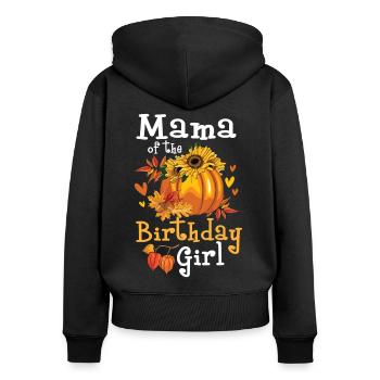 Maman de la fille d’anniversaire - Sweat à capuche zippé Premium bio Femme - noir - Dos - Julia (174cm)