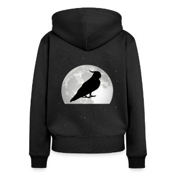 Perruche Budgie Moon Welli - Sweat à capuche zippé Premium bio Femme - noir - Dos - Julia (174cm)