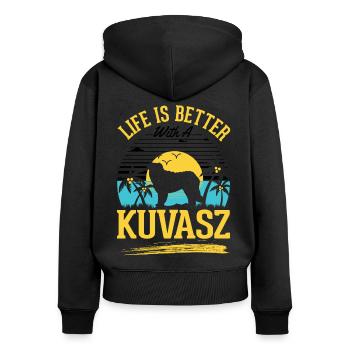 L’alimentation est meilleure avec Kuvasz - Sweat à capuche zippé Premium bio Femme - noir - Dos - Julia (174cm)