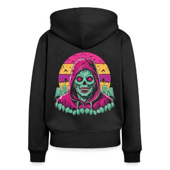 Halloween Ghoul - Das ideale Gruselgeschenk - Frauen Premium Bio Zip Hoodie - Schwarz - Hinten - Julia (174cm)