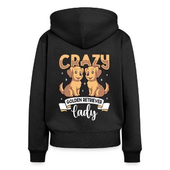 Crazy Golden Retriever Lady - Golden Retriever - Frauen Premium Bio Zip Hoodie - Schwarz - Hinten - Julia (174cm)