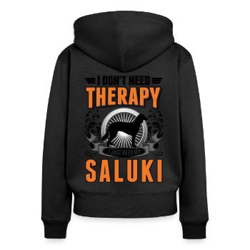 Saluki Therapy Persian Greyhound - Women's Premium Organic Zip Hoodie - black - Back - Julia (174cm)
