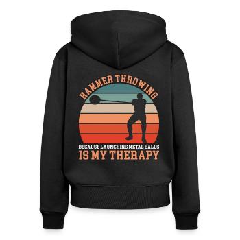 Hammer throw - Women's Premium Organic Zip Hoodie - black - Back - Julia (174cm)