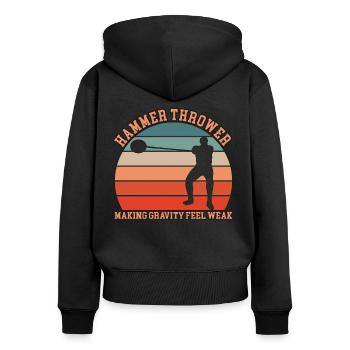 Hammer Thrower Design - Women's Premium Organic Zip Hoodie - black - Back - Julia (174cm)