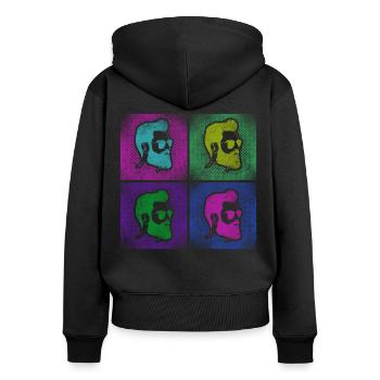 Beard Lover Bearded Man Retro - Frauen Premium Bio Zip Hoodie - Schwarz - Hinten - Julia (174cm)