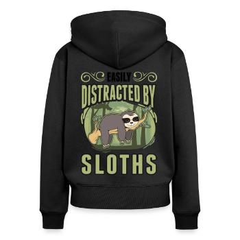 Sloth Gift Sloth - Women's Premium Organic Zip Hoodie - black - Back - Julia (174cm)