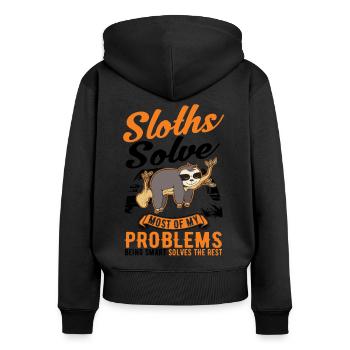 Sloth Gift Sloth - Women's Premium Organic Zip Hoodie - black - Back - Julia (174cm)