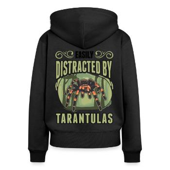Easily distracted by Tarantulas Tarantel - Frauen Premium Bio Zip Hoodie - Schwarz - Hinten - Julia (174cm)