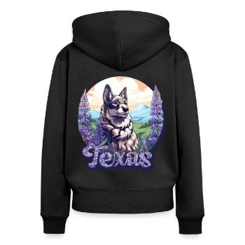 Texas Bluebonnet Mit Floralem Frühling Texas - Frauen Premium Bio Zip Hoodie - Schwarz - Hinten - Julia (174cm)