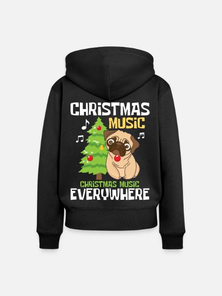 Christmas Music Everywhere - Frauen Premium Bio Zip Hoodie - Schwarz