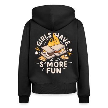 Les filles s’amusent davantage - Sweat à capuche zippé Premium bio Femme - noir - Dos - Julia (174cm)