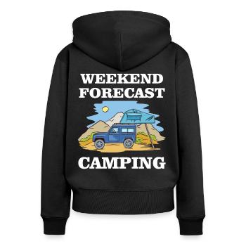 Weekend Forecast - Camping - Women's Premium Organic Zip Hoodie - black - Back - Julia (174cm)