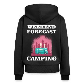 Weekend Forecast - Camping - Women's Premium Organic Zip Hoodie - black - Back - Julia (174cm)