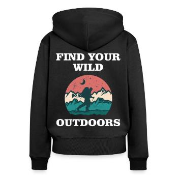 Find your Wild Outdoors - Frauen Premium Bio Zip Hoodie - Schwarz - Hinten - Julia (174cm)