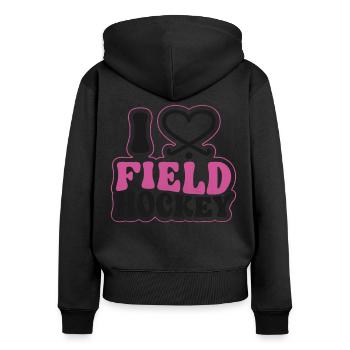 Field Hockey Heart I Love Field - Frauen Premium Bio Zip Hoodie - Schwarz - Hinten - Julia (174cm)