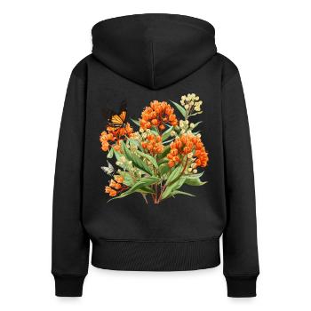 Texas Flagge Mit Floralem Frühling Texas - Frauen Premium Bio Zip Hoodie - Schwarz - Hinten - Julia (174cm)