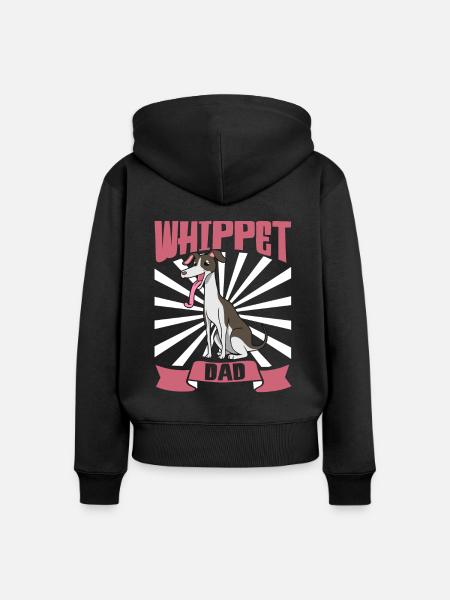 Whippet Dad - Whippet - Frauen Premium Bio Zip Hoodie - Schwarz