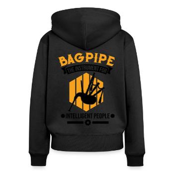 Dudelsack Dudelsackspieler - Frauen Premium Bio Zip Hoodie - Schwarz - Hinten - Julia (174cm)