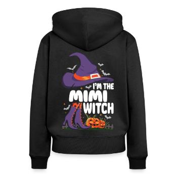 Je suis la sorcière Mimi - Sweat à capuche zippé Premium bio Femme - noir - Dos - Julia (174cm)